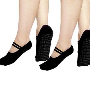 Yoga Socks Non Slip Skid Socks with Grips 2 Pairs